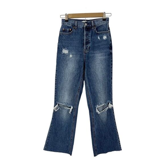 Pacsun Womens Size 25 High Rise Bootcut Distressed Raw Hem Jeans - Picture 1 of 5